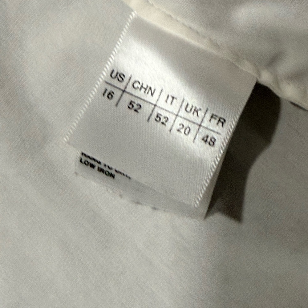 Lafayette 148 NY Off White Stretch Poplin Shirt Sz 16 | Classic Tailored Blouse - Picture 6 of 9